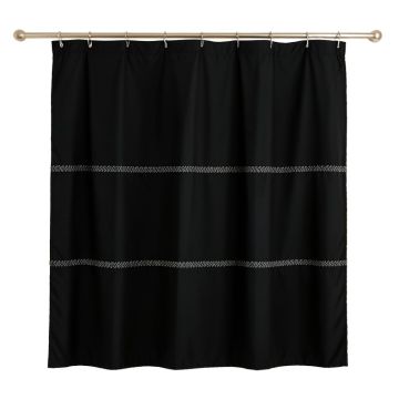 Heath Dale Shower Curtain Hanging Flat From A Plain Rod - Black