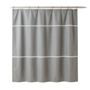 Harbor Crossing Shower Curtain Hanging Flat From A Plain Rod - Gray