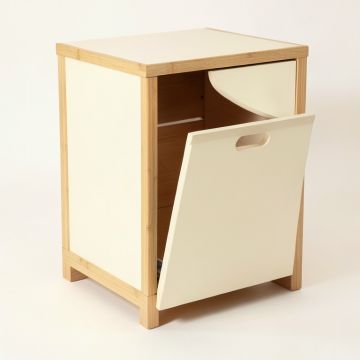 Slate Bend Freestanding Pull-Out Hamper Cabinet - Cream (synthetic illustration; no displayed measurements)
