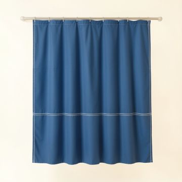 Cove Crossing Shower Curtain Hanging Flat From A Plain Rod - Blue (synthetic illustration; no displayed measurements)