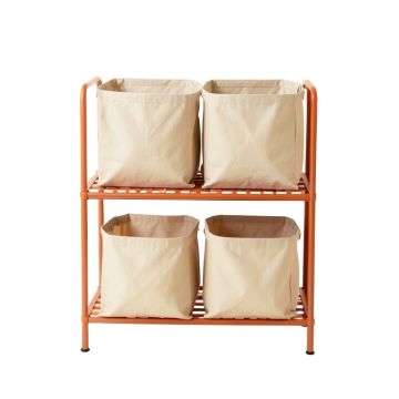 Heath Bend Laundry Sorting Station With Plain Removable Bags - Terracotta