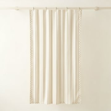 Clay Falls Shower Curtain Hanging Flat From A Plain Rod - Ivory (synthetic illustration; no displayed measurements)