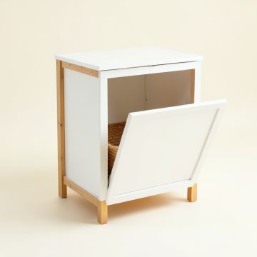 Maple Bend Freestanding Pull-Out Hamper Cabinet - White (synthetic illustration; no displayed measurements)