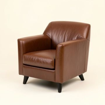 Mayela Genuine Leather Arm Chair In Brown (synthetic illustration; no displayed measurements)