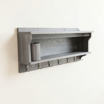 Dawn Crest Wall-Mounted Entryway Organizer Shelf - Gray (synthetic illustration; no displayed measurements)