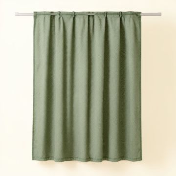Reed Canyon Shower Curtain Hanging Flat From A Plain Rod - Green (synthetic illustration; no displayed measurements)