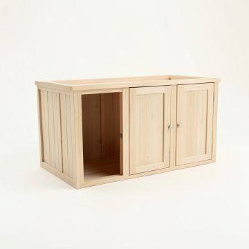 Pine Bridge Empty Furniture-Style Litter Enclosure - Beige (synthetic illustration; no displayed measurements)