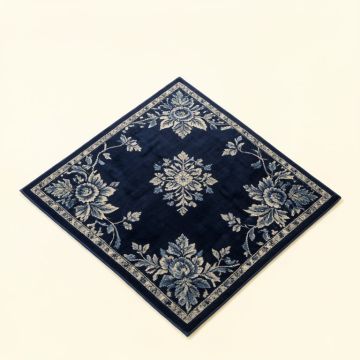 Thelonius Floral Tufted Wool Navy Blue Area Rug (synthetic illustration; no displayed measurements)