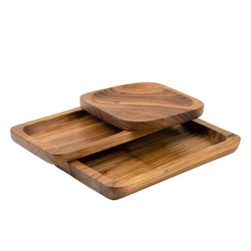 2 Piece Accent Ottoman Table Tray Set