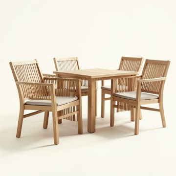 Modurn Teak Stackable Dining Armchair Set Of Four (synthetic illustration; no displayed measurements)