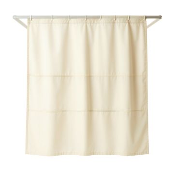 Ridge Bridge Shower Curtain Hanging Flat From A Plain Rod - Ivory