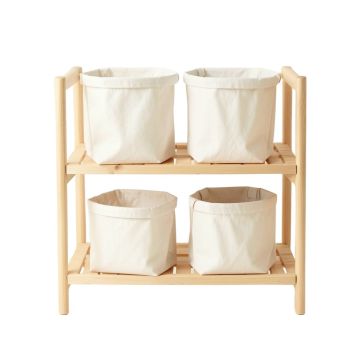 Dune Bluff Laundry Sorting Station With Plain Removable Bags - Ivory