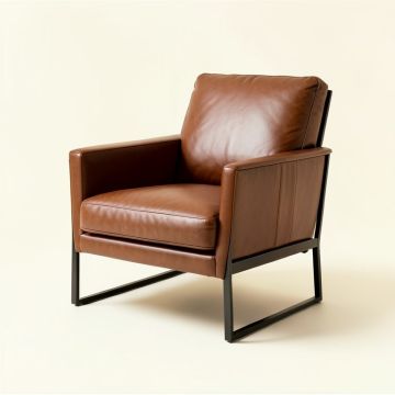 Benston 26.8 '' Wide Top Grain Leather Armchair (synthetic illustration; no displayed measurements)