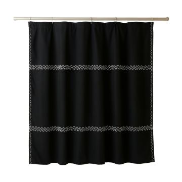 Reed Edge Shower Curtain Hanging Flat From A Plain Rod - Black