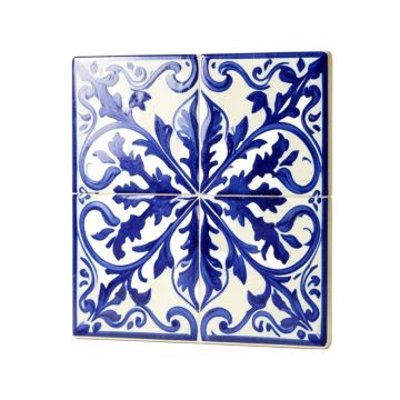 Mediterranean 4 '' X 4 '' Ceramic Carthage Decorative Tile In Blue/White