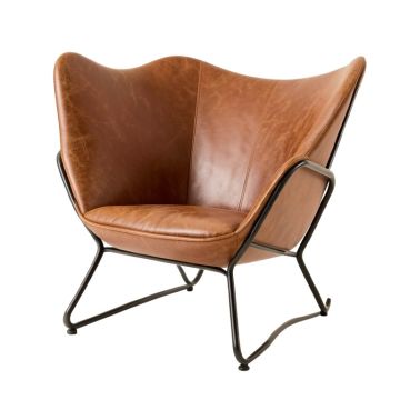Razmig 31.5 '' Wide Top Grain Leather Butterfly Chair