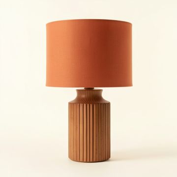 Fern Dale Table Lamp With A Plain Fabric Shade - Terracotta (synthetic illustration; no displayed measurements)