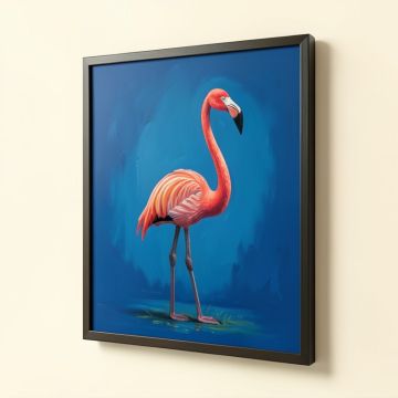 Flamingos On Blue Painting Print (synthetic illustration; no displayed measurements)