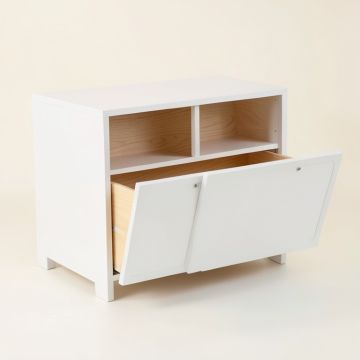 Stone Crest Freestanding Pull-Out Hamper Cabinet - White (synthetic illustration; no displayed measurements)