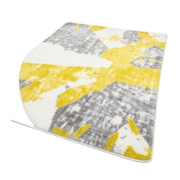 Ahaan Abstract White/Gray/Sunny Yellow Area Rug