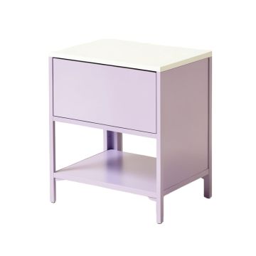Valleystone Metal Nightstand In White/Light Purple