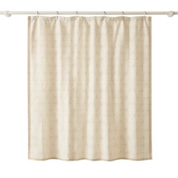 Ridge Crest Shower Curtain Hanging Flat From A Plain Rod - Ivory