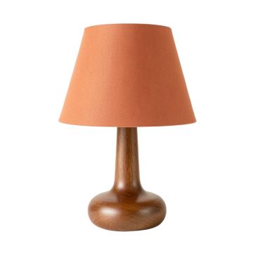 Olive Crest Table Lamp With A Plain Fabric Shade - Terracotta