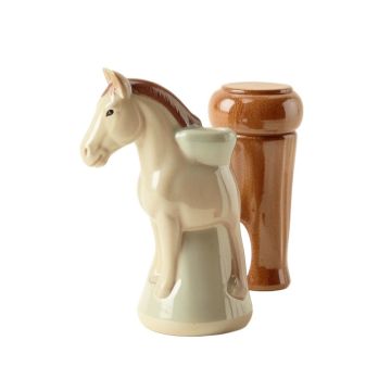 Certified International Christmas On The Farm 3D Horse Salt And Pepper Shaker Set