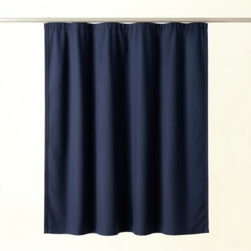 Oak Crossing Shower Curtain Hanging Flat From A Plain Rod - Navy (synthetic illustration; no displayed measurements)