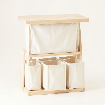 Olive Dell Laundry Sorting Station With Plain Removable Bags - Ivory (synthetic illustration; no displayed measurements)
