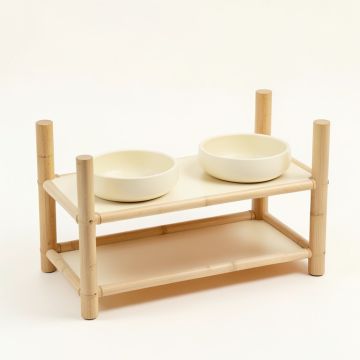 Olive Falls Pet Feeding Stand With Two Plain Empty Bowls - Cream (synthetic illustration; no displayed measurements)