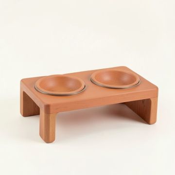 Glen Dell Pet Feeding Stand With Two Plain Empty Bowls - Terracotta (synthetic illustration; no displayed measurements)