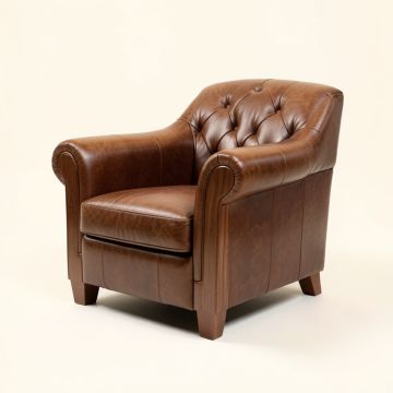 Corniche 31 '' Wide Tufted Top Grain Leather Armchair (synthetic illustration; no displayed measurements)