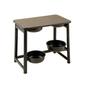 Fern Falls Pet Feeding Stand With Two Plain Empty Bowls - Black
