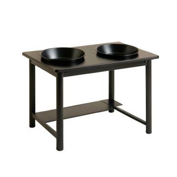 Clay Dale Pet Feeding Stand With Two Plain Empty Bowls - Black