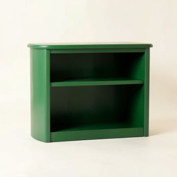 Ash Bluff Low Bookcase - Green (synthetic illustration; no displayed measurements)