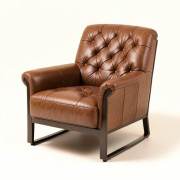 Swensen 30 '' Wide Tufted Faux Leather Lounge Chair (synthetic illustration; no displayed measurements)