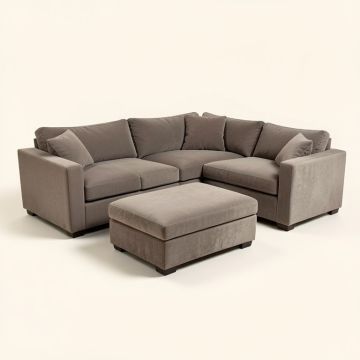 Aamar 131 '' Wide Symmetrical Sofa & Chaise With Ottoman (synthetic illustration; no displayed measurements)