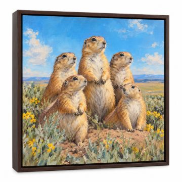 Amarillo Sod Poodles ( Prairie Dogs ) By Lucia Heffernan - Floater Frame Painting Print On Canvas