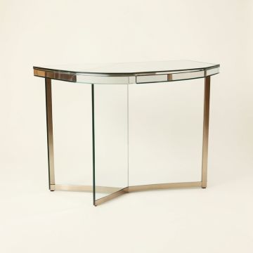 Dipietro Mirrored Demilune Console Table (synthetic illustration; no displayed measurements)