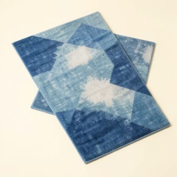 Geometric Ombre Blue Area Rug (synthetic illustration; no displayed measurements)