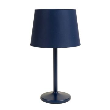 Rowan Crest Table Lamp With A Plain Fabric Shade - Navy
