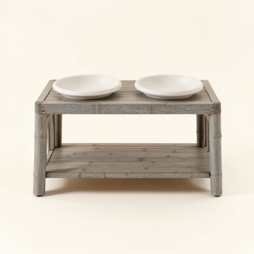 Cedar Canyon Pet Feeding Stand With Two Plain Empty Bowls - Gray (synthetic illustration; no displayed measurements)