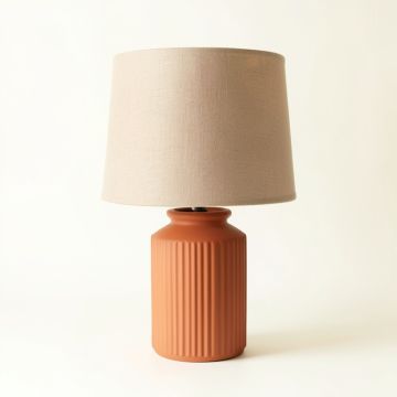 Linden Bridge Table Lamp With A Plain Fabric Shade - Terracotta (synthetic illustration; no displayed measurements)