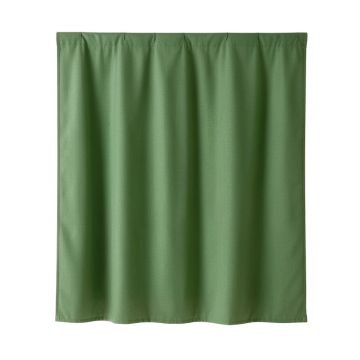 Oak Arc Shower Curtain Hanging Flat From A Plain Rod - Green