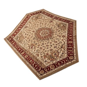 Southcott Oriental Machine Made Power Loom Wool/Polyester Brown/Beige/Red Area Rug