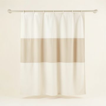 Field Bluff Shower Curtain Hanging Flat From A Plain Rod - Ivory (synthetic illustration; no displayed measurements)