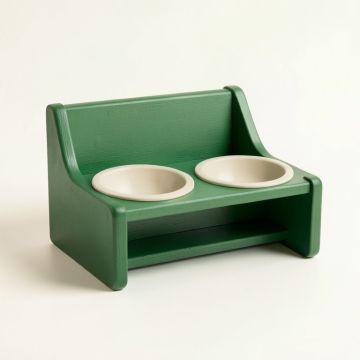 Moss Bridge Pet Feeding Stand With Two Plain Empty Bowls - Green (synthetic illustration; no displayed measurements)