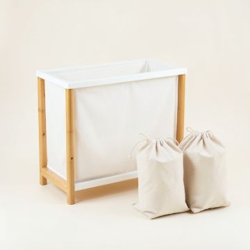 Olive Branch Laundry Sorting Station With Plain Removable Bags - White (synthetic illustration; no displayed measurements)