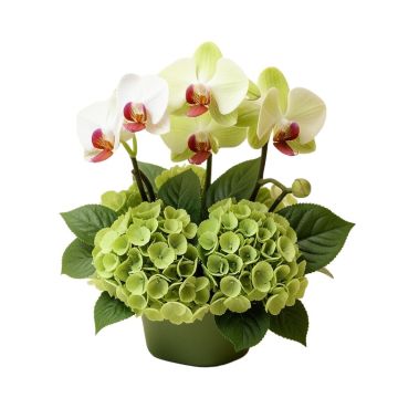 32 '' Hx28 '' W Phalaenopsis , Dendrobium Orchid & Hydrangea Silk Flower Arrangement -Orchid/Green